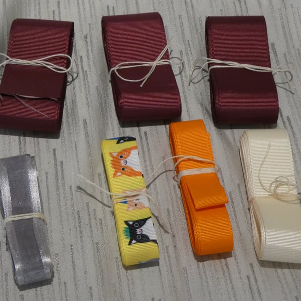 Bundle of grosgrain and organza ribbon