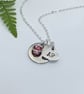 Silver Personalised 13th Birthday Name Age & Birthstone Necklace Heart - Image 2