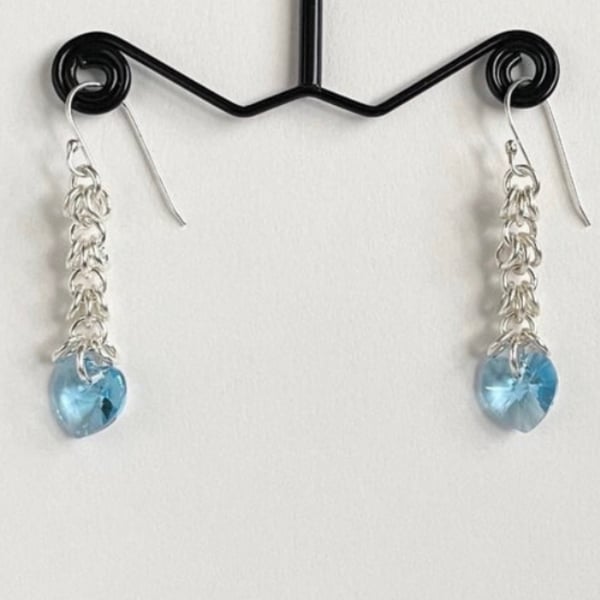 Blue Heart Sterling Silver Earrings
