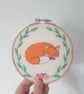 hand embroidered sleeping fox 