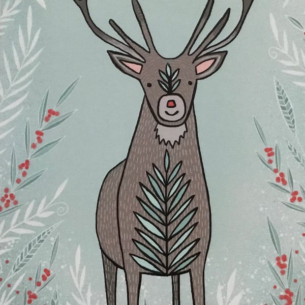 Christmas Rudolf, Blank Christmas Card 