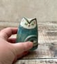 Small Cat Vase, handmade blue green mini cat pot - Image 8
