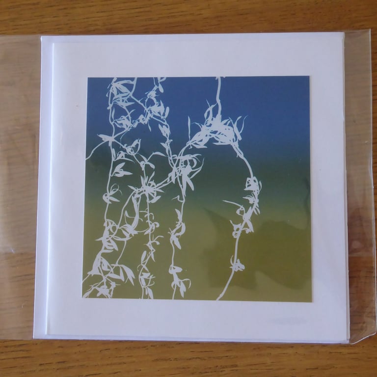 Willow Print from Original Photogram - White Blank Greeting Card with Envelope