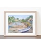 Noss Mayo Devon viewed from Bridgend Original Watercolour Painting Mounted - Image 2