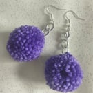 Purple pom-pom earrings