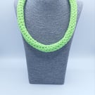 Handmade Chunky Crochet Necklace in Neon Green – Bold Fibre Jewellery Statement