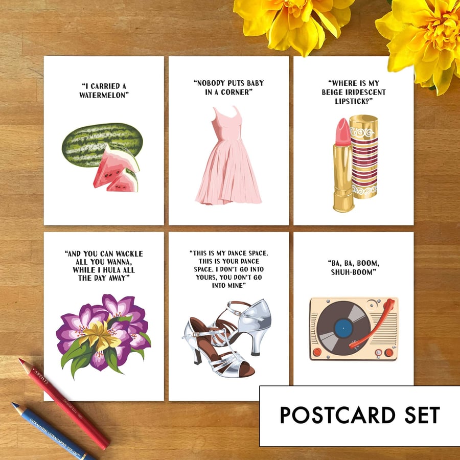 Dirty Dancing Inspired Postcards – Set of 6 - Funny Movie Quote Art