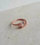 Copper Paw Print and Love Heart Wrap Around Ring - Adjustable - Hand Stamped - Image 5
