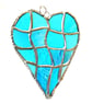 Patchwork Heart Suncatcher Stained Glass Handmade Turquoise Aqua  - Image 7