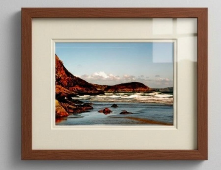 Pentewan Beach Cornwall Print – Coastal Photo Wall Art