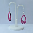 Hand Painted Wooden Teardrop Earrings Sterling Silver Hooks – Lightweight