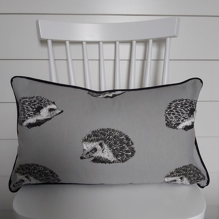 Hedgehogs Cushion Cover with Black Piping