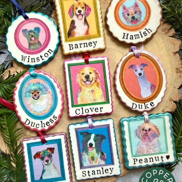 Personalised Dog Portrait Christmas Decoration - Handmade Pet Keepsake