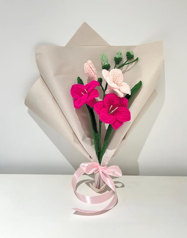 Handmade Crochet Pink Freesia - Forever Flower Gift