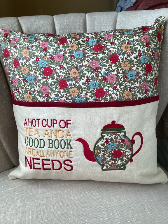 Teapot book cushion Cover - cushion NOT included 