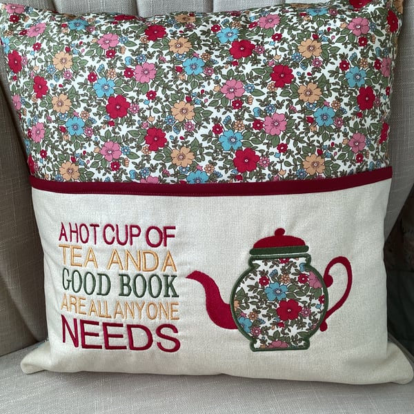 Teapot book cushion Cover - cushion NOT included 