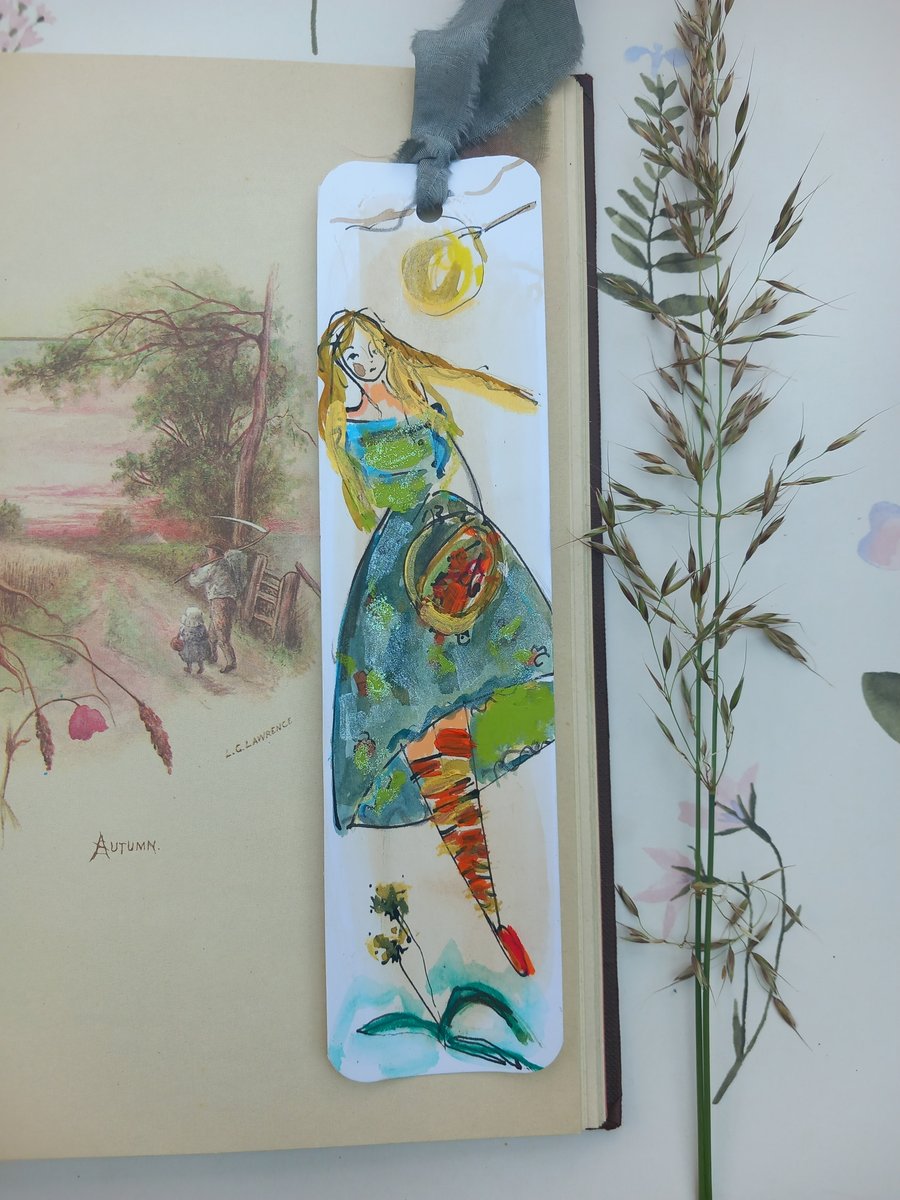 Hand drawn and painted botanical bookmark. ' 'A book lovers gift 