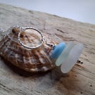 Blue Milk Glass, White, Seafoam  Marazion Sea Glass Stack Diamond Cut Ring N670