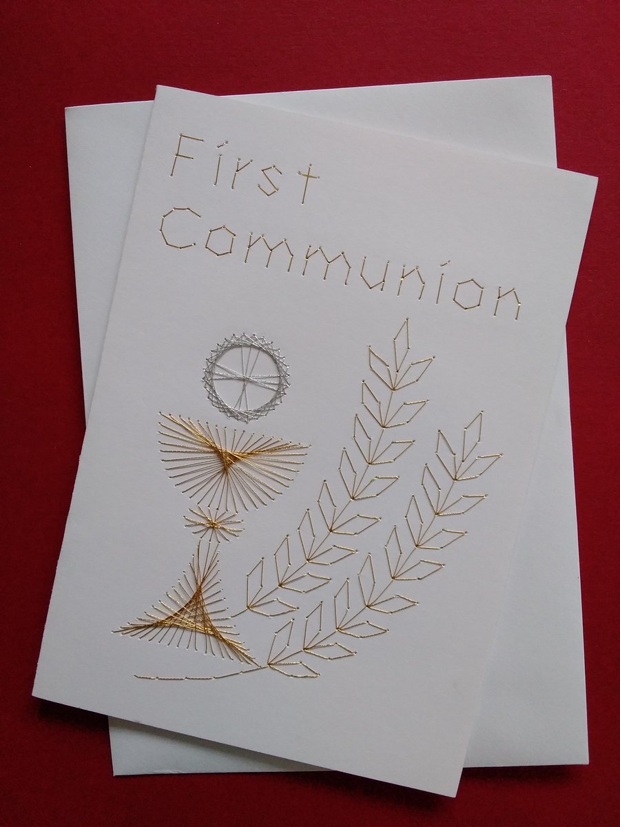 Hand Embroidered First Communion Card.