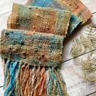 Hand dyed, spun and woven scarf Seashore