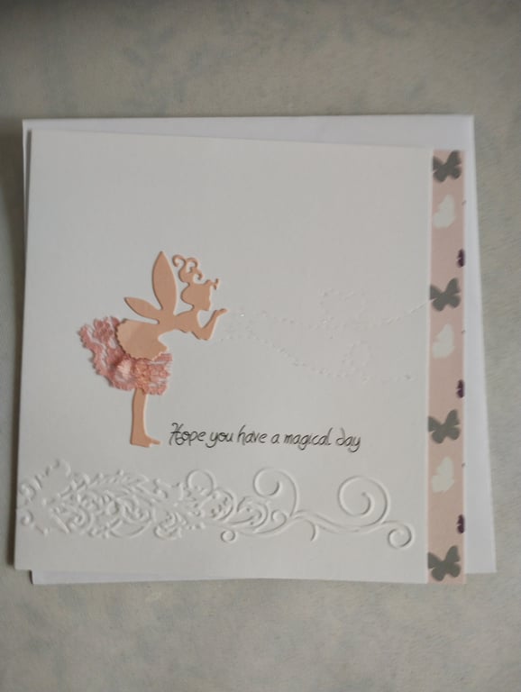 Peachy Pink Fairy & Butterflies - Hope you have a magical day 