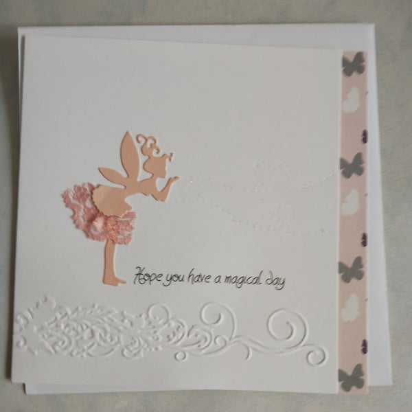 Peachy Pink Fairy & Butterflies - Hope you have a magical day 