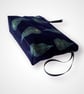 Peacock Makeup Bag, Hand Printed Velvet Cosmetic Bag, Midnight Blue Travel Pouch - Image 6