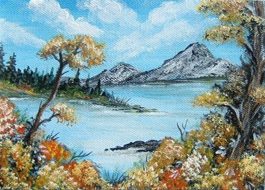 original art acrylic landscape painting ( ref f 189)