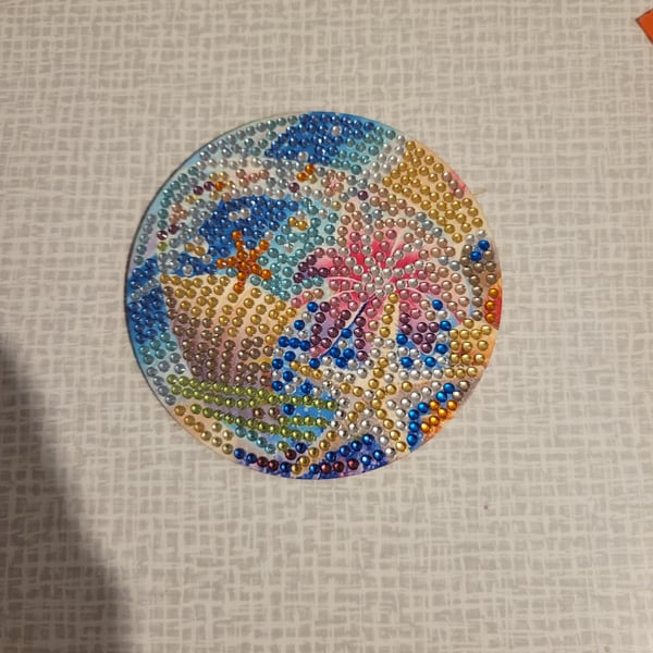 Handmade diamond art shells coaster
