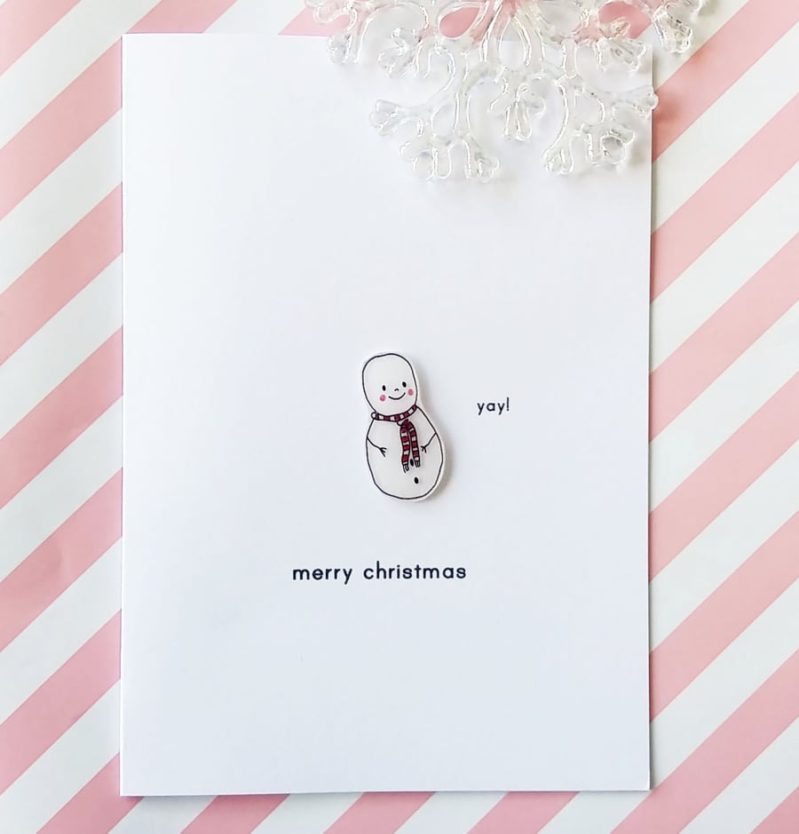 christmas card -  snowman - handmade card 