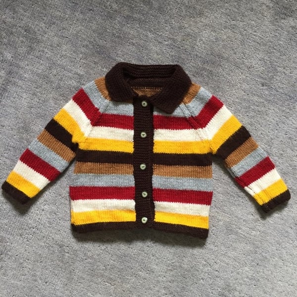 Stripy knitted childrens cardigan