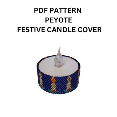 Digital PDF Peyote Festive Candle cover downloadable pattern