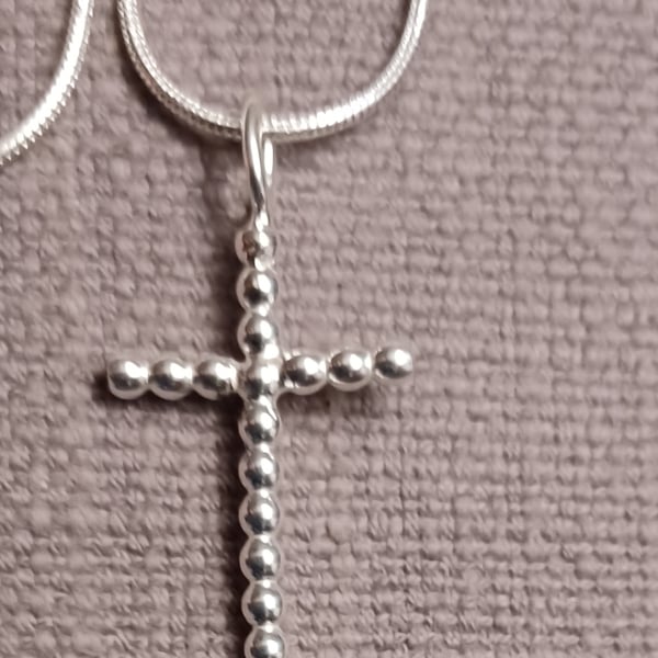 Silver Beadedwire Cross pendant