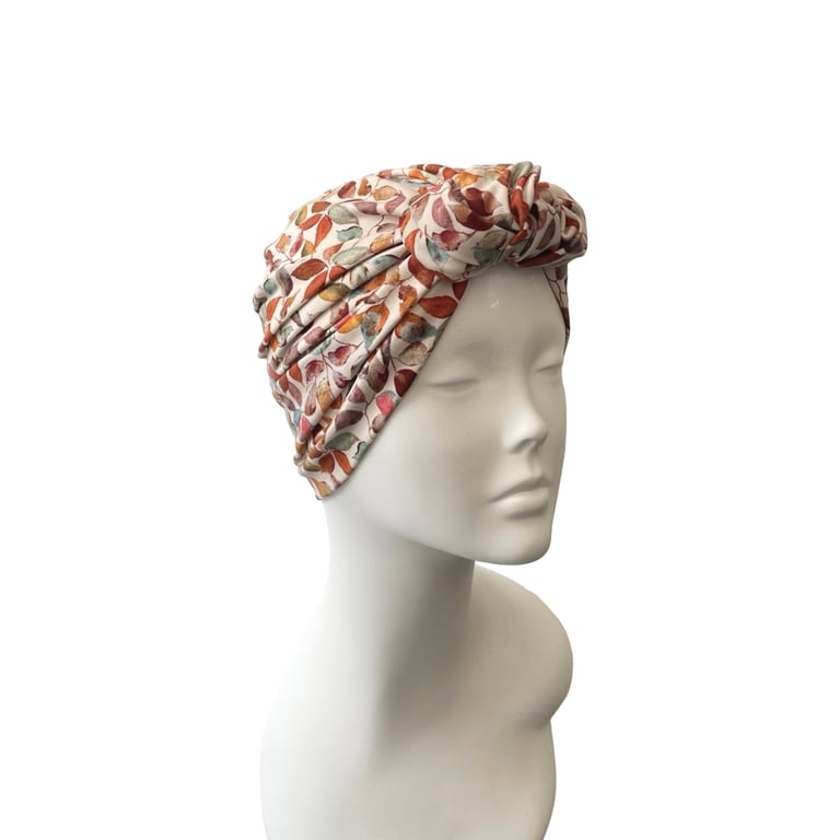 Stretchy autumn cotton jersey turban head wrap hat for women for hair loss chemo