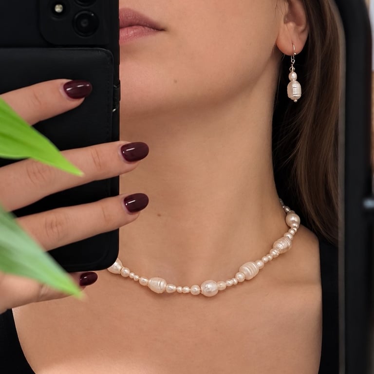 Freswater Pearl Choker Necklace Recycled Pearls