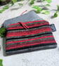 Striped Chenille and Upcycled Denim Chambray Purse Pouch or Makeup Bag - Image 2
