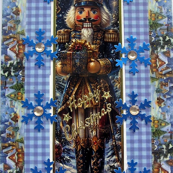 Hand Crafted Decoupage Chistmas Card - Happy Christmas (3387) Nutcracker Guard