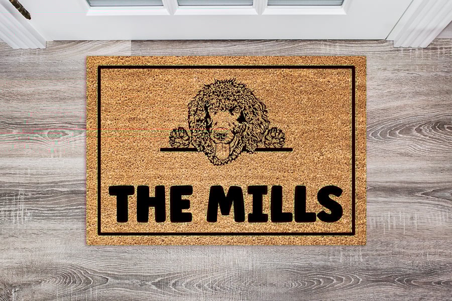 Irish Water Spaniel Door Mat - Personalised Irish Water Spaniel Welcome Mat 