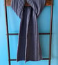 Denim Blue Knitted Scarf - Merino Wool - Ribbed Design - Image 5