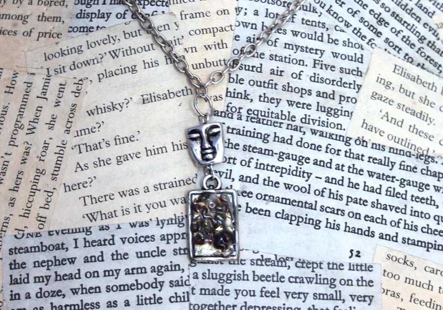 Silver Steampunk Charm Face Charm Necklace