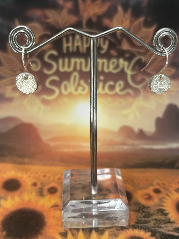 Circle round the Sun - Sunflower Mandala dropper earrings - Sterling Silver 