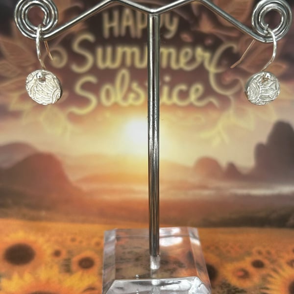 Circle round the Sun - Sunflower Mandala dropper earrings - Sterling Silver 