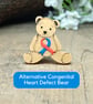 Congenital Heart Defect Awareness Bear Pin, Handmade Tiny Teddy CHD Support Gift - Image 9
