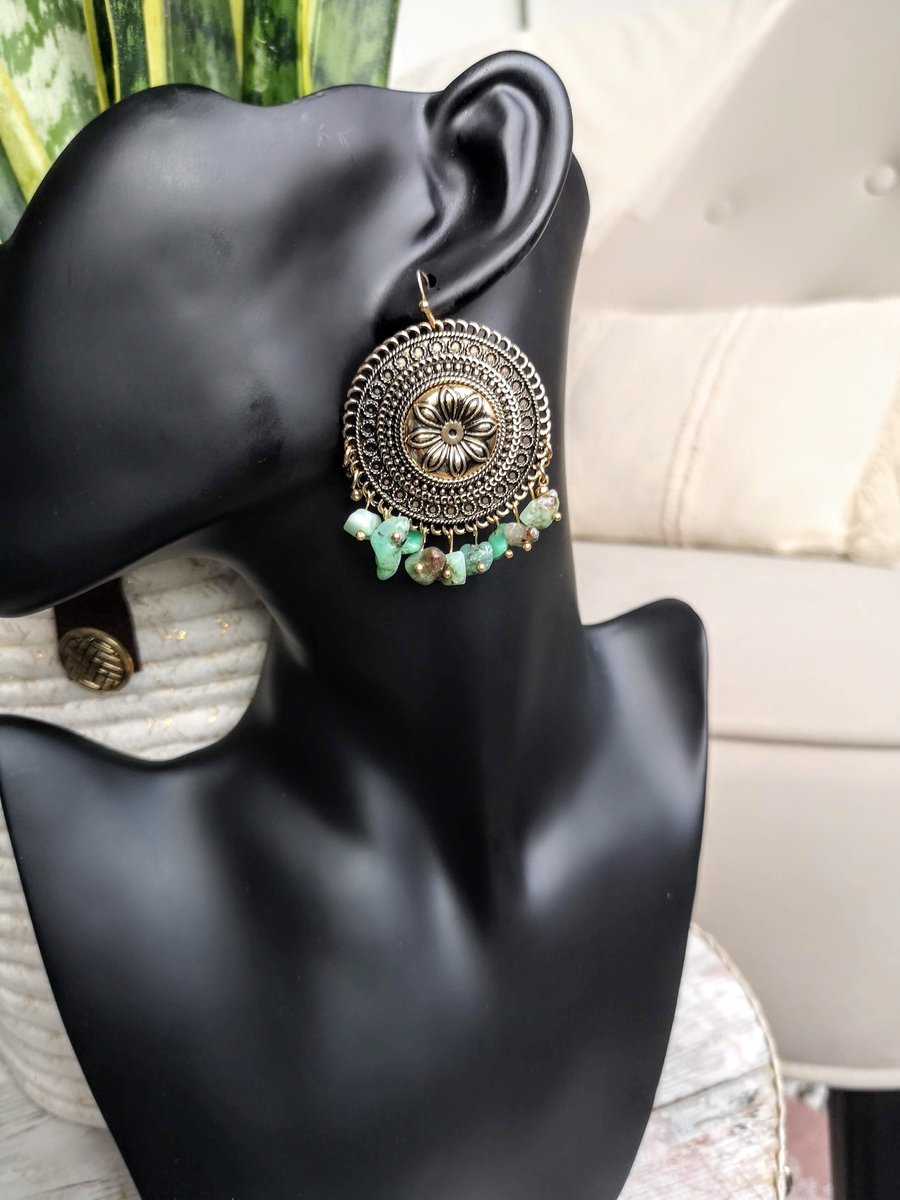  Australian Jade Chrysoprase Gemstone Stone Earrings 