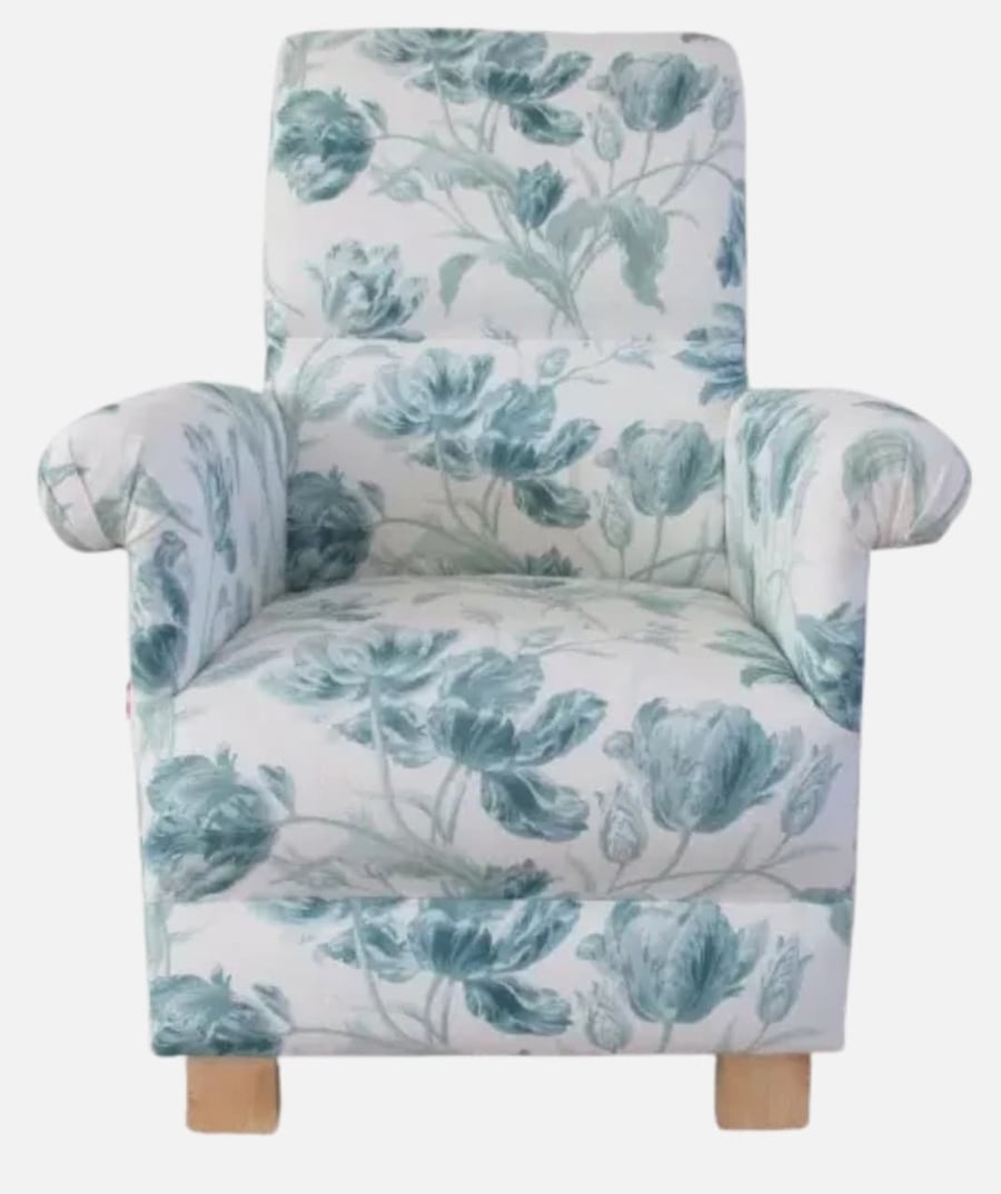 Laura Ashley Gosford Duck Egg Fabric Adult Chair Floral Shabby Chic Armchair New