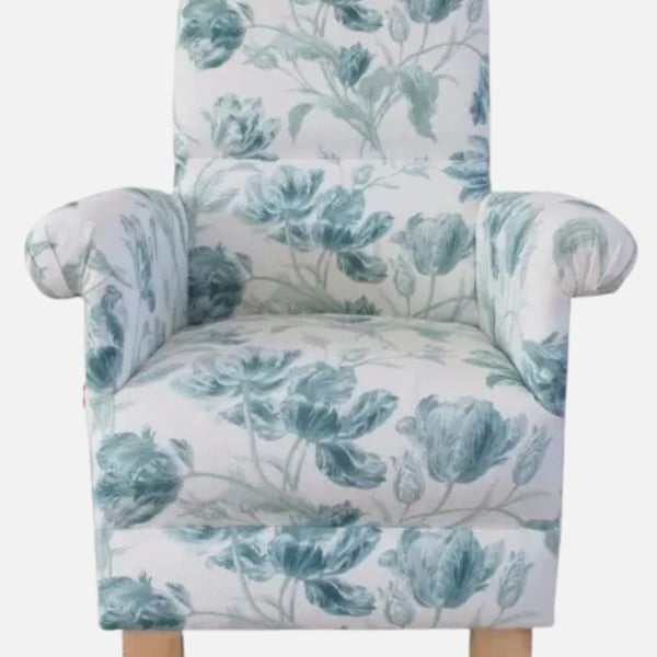 Laura Ashley Gosford Duck Egg Fabric Adult Chair Floral Shabby Chic Armchair New