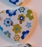 Set of Seven Heart Buttons – Blue and Green Floral Design - Image 4