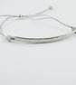Sterling Silver Slim Bar Bracelet. Engraved Love you Millions on Waxed Cotton - Image 6