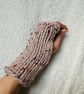 Women's Chunky Hand-Knitted Pink Speckled Stretch Fingerless Gloves - Image 4