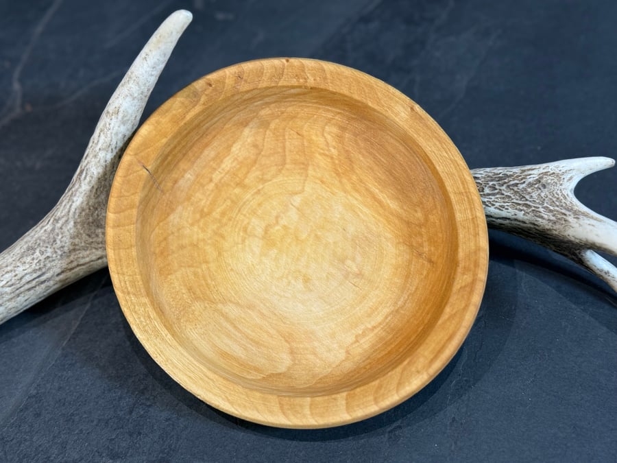 Maple Wood Eating Bowl with Milk Paint